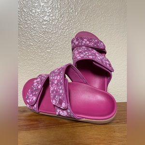 SPENCO Womens Double Strap Pink-Berry Floral Slides Sandals US Sz 8D